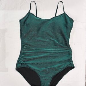 NWT Shimmering Emerald Green & Black One Piece Swimsuit - 2X